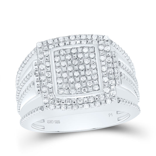 Sterling Silver 3/8 Cttw Diamond Men's Ring, Men Size: 8-12