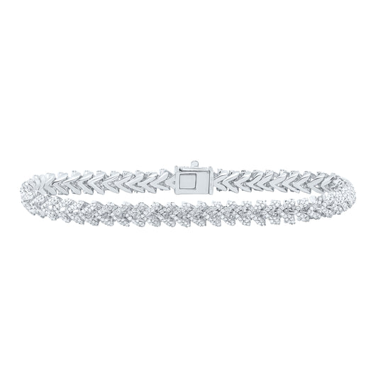 Sterling Silver 2 7/8 Cttw Diamond 6mm Franco Men's Bracelet, Length: 8 Inch