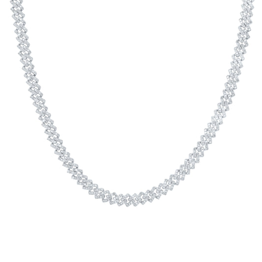 Sterling Silver 6 Cttw Diamond 6mm Cuban Men's Chain, Length: 22 Inch