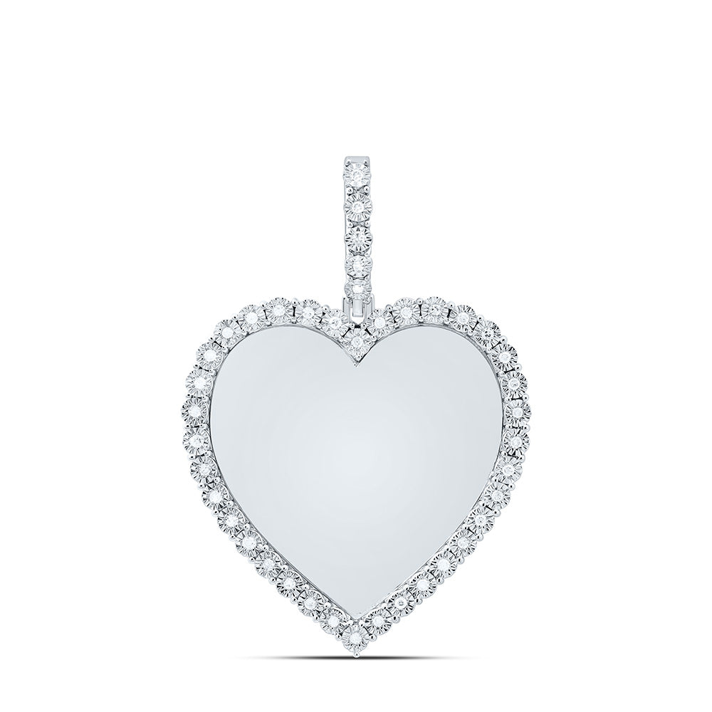 Sterling Silver Yellow-Tone or White-Tone 1/6 Ctw Natural Diamond Heart Memory Pendant