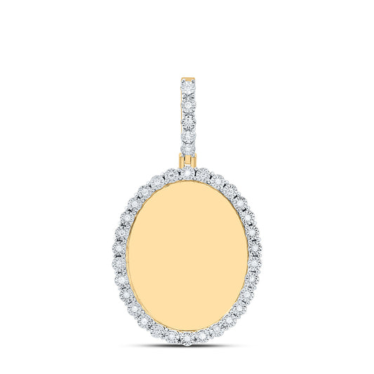Sterling Silver Yellow-Tone or White-Tone 1/8 Ctw Natural Diamond Oval Memory Pendant