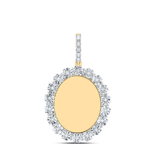 Sterling Silver Yellow-Tone or White-Tone 1/10 Ctw Natural Diamond Oval Memory Pendant