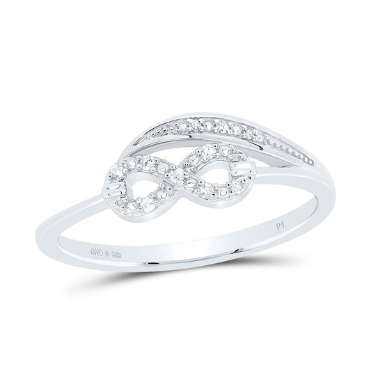Sterling Silver White-Tone 1/20 Ctw Natural Diamond Infinity Ring, Womens Size: 5-9