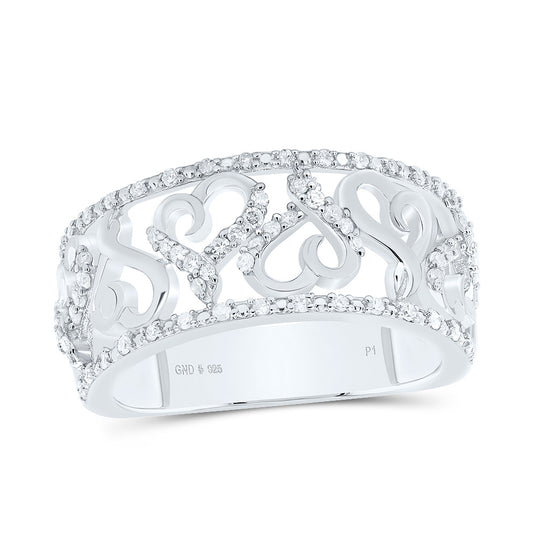 Sterling Silver White-Tone 1/3 Ctw Natural Diamond Ring, Womens Size: 5-9