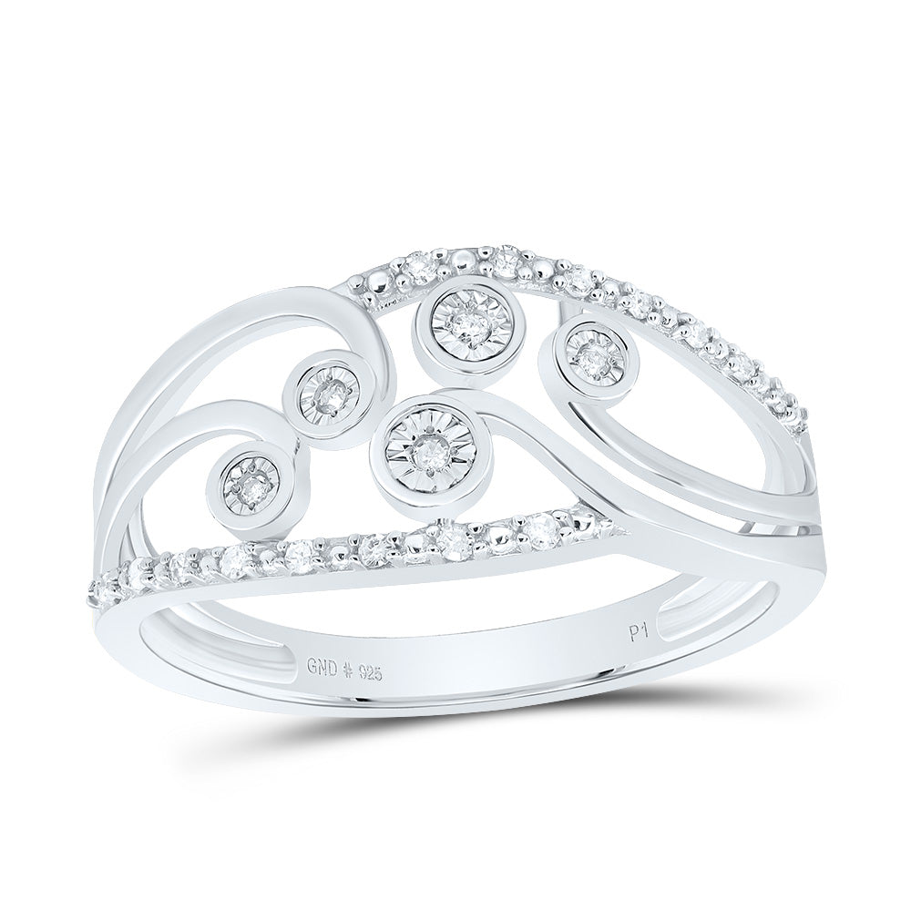 Sterling Silver White-Tone 1/12 Ctw Natural Diamond Ring, Womens Size: 5-9