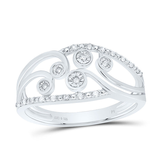 Sterling Silver White-Tone 1/12 Ctw Natural Diamond Ring, Womens Size: 5-9