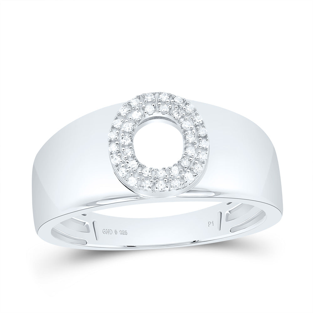 Sterling Silver White-Tone Natural Diamond Initial Ladies Ring, Womens Size: 5-9