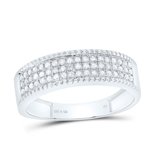 Sterling Silver White-Tone 1/4 Ctw Natural Diamond Men's Band, Mens Size: 8-12