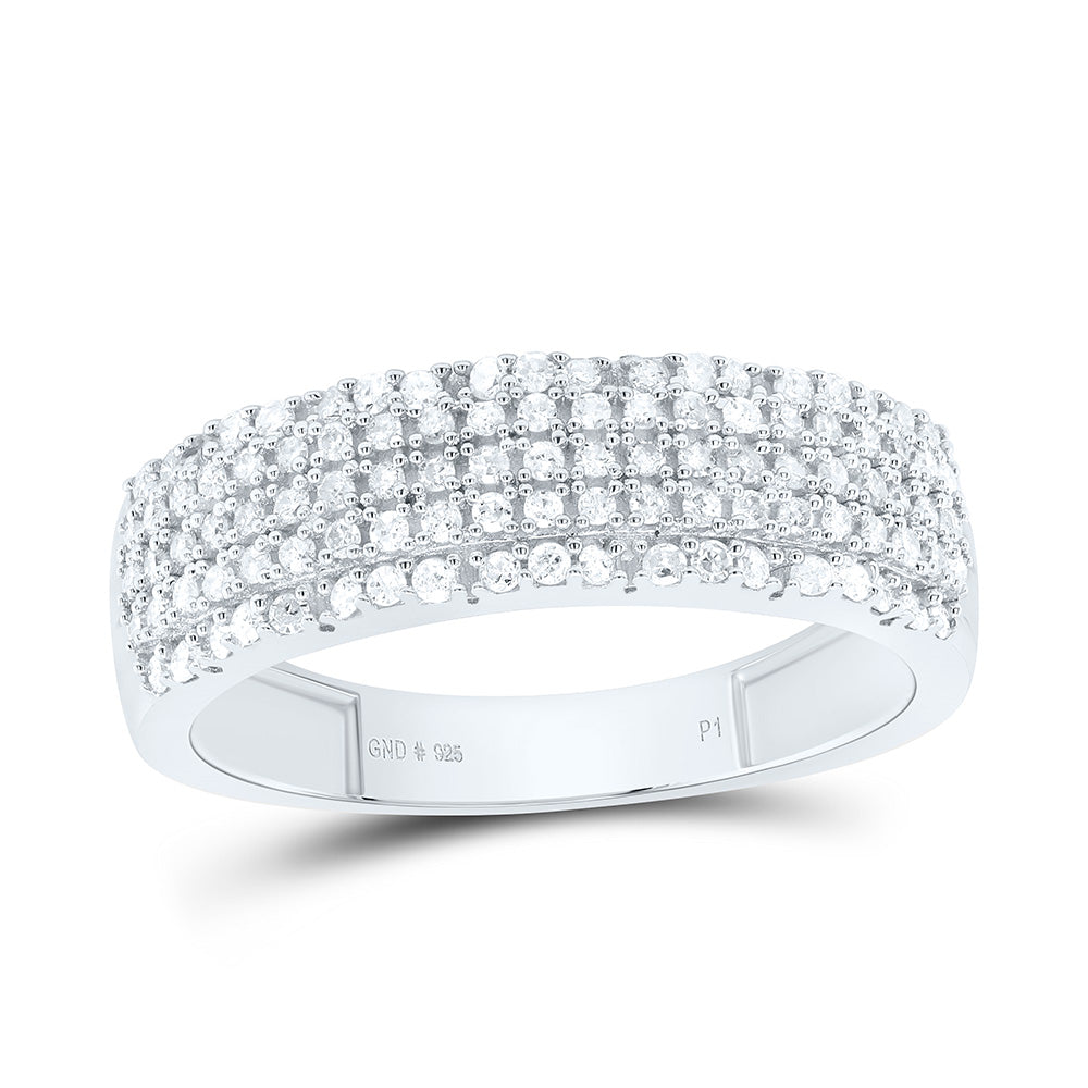 Sterling Silver White-Tone 1/2 Ctw Natural Diamond Men's Band, Mens Size: 8-12