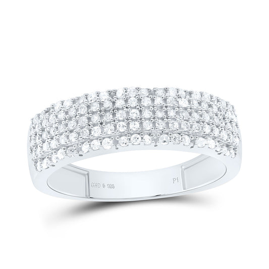 Sterling Silver White-Tone 1/2 Ctw Natural Diamond Men's Band, Mens Size: 8-12