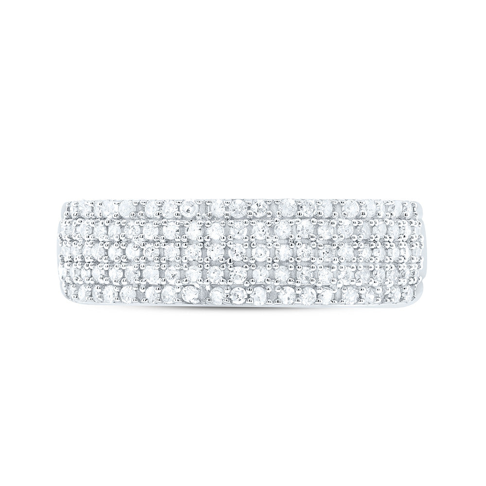 Sterling Silver White-Tone 1/2 Ctw Natural Diamond Men's Band, Mens Size: 8-12