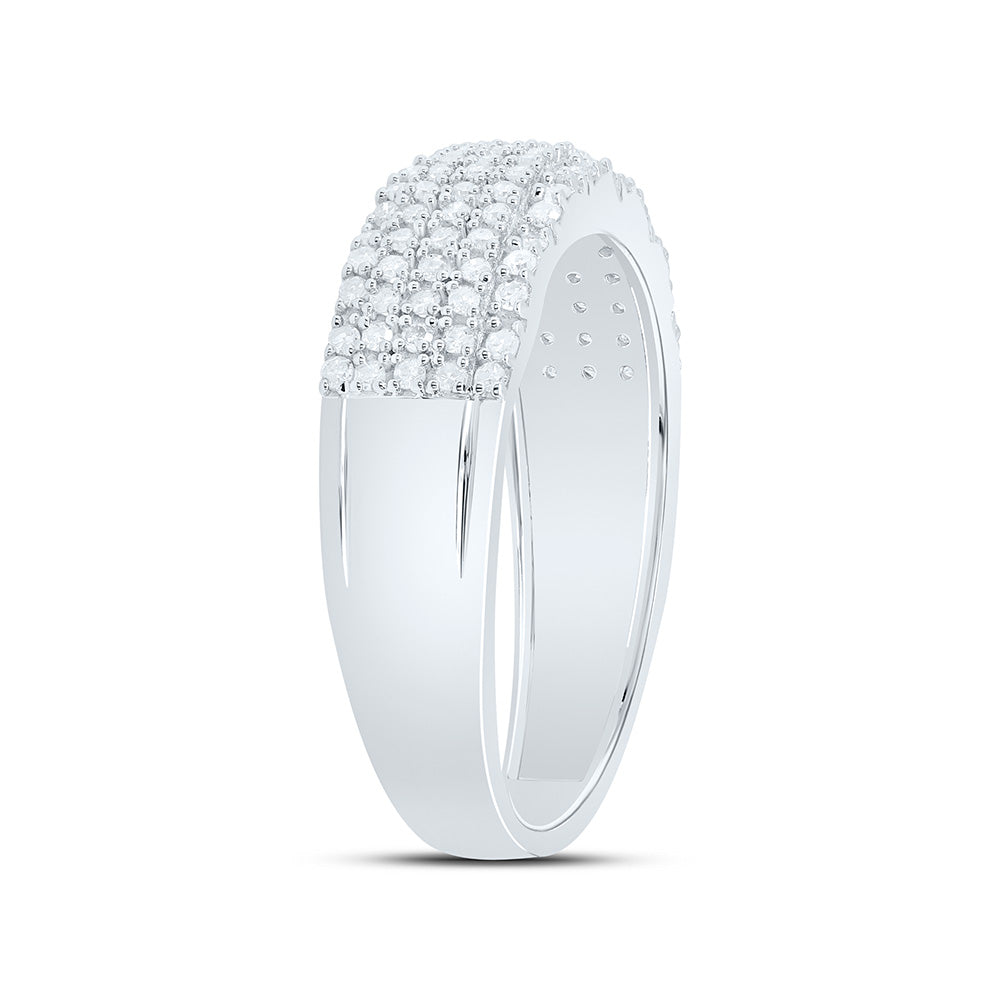 Sterling Silver White-Tone 1/2 Ctw Natural Diamond Men's Band, Mens Size: 8-12