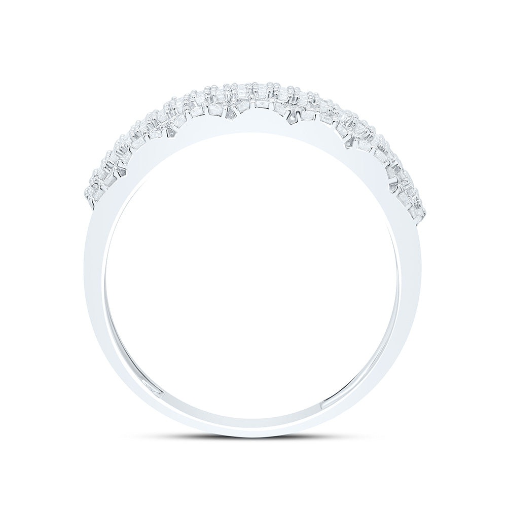 Sterling Silver White-Tone 1/2 Ctw Natural Diamond Men's Band, Mens Size: 8-12