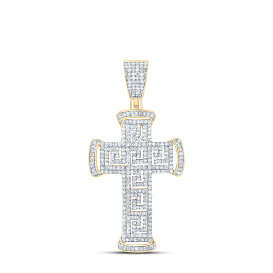 10K Yellow Gold 3/4 Ctw Natural Diamond Cross Pendant