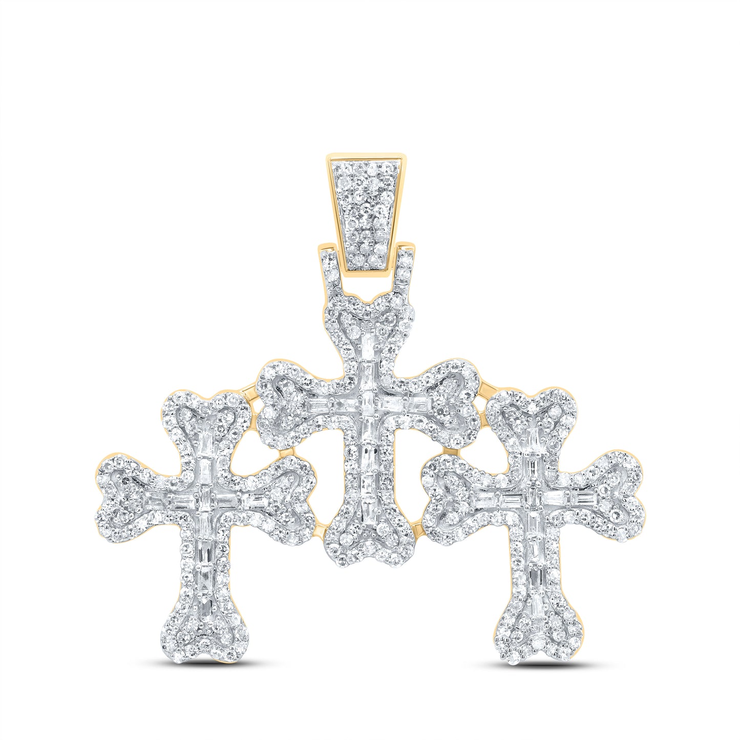 10K Yellow Gold 3/4 Ctw Natural Diamond Gift Cross Pendant