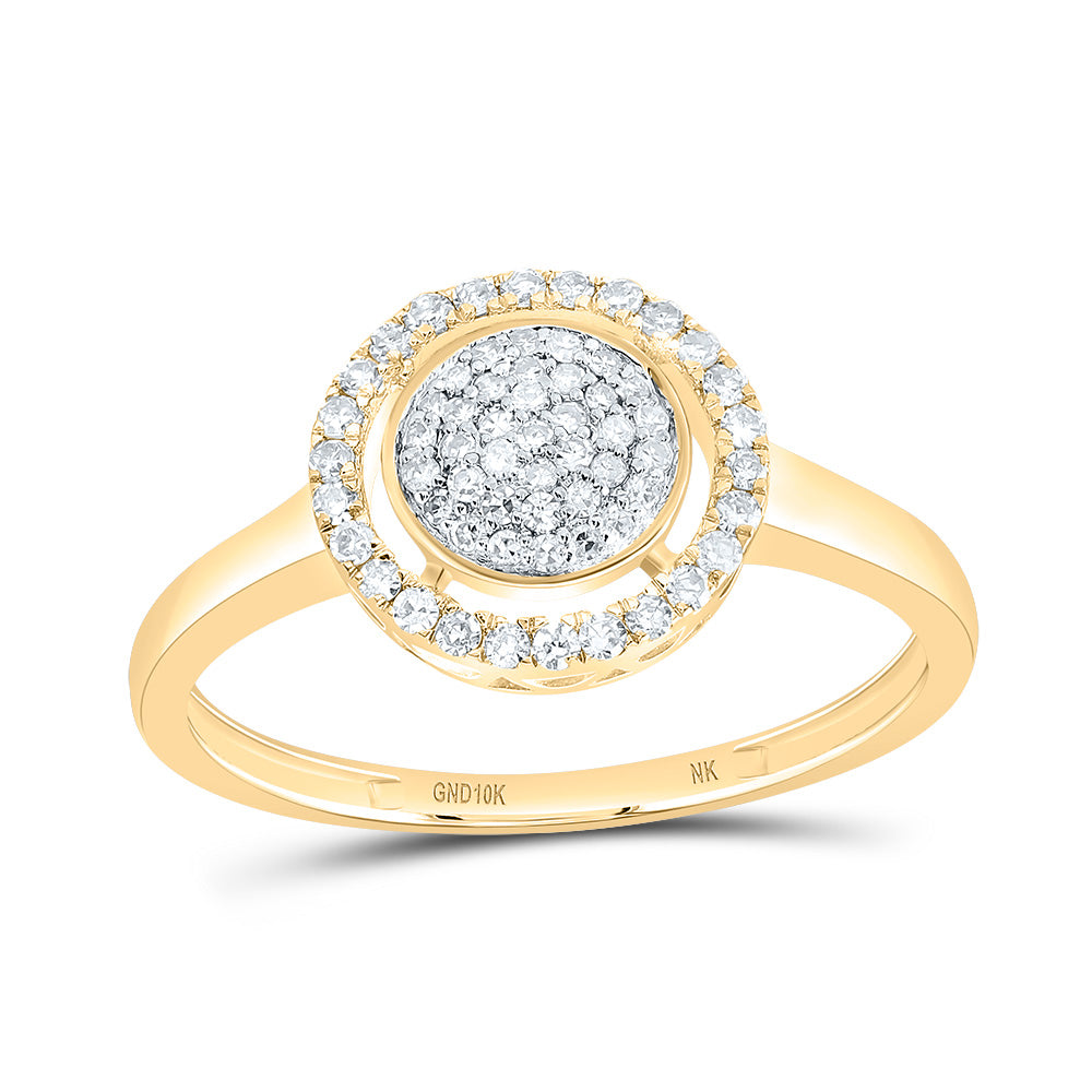 10K Yellow Gold 1/4 Ctw Natural Diamond Fashion Round Ring, Womens Size: 5-9