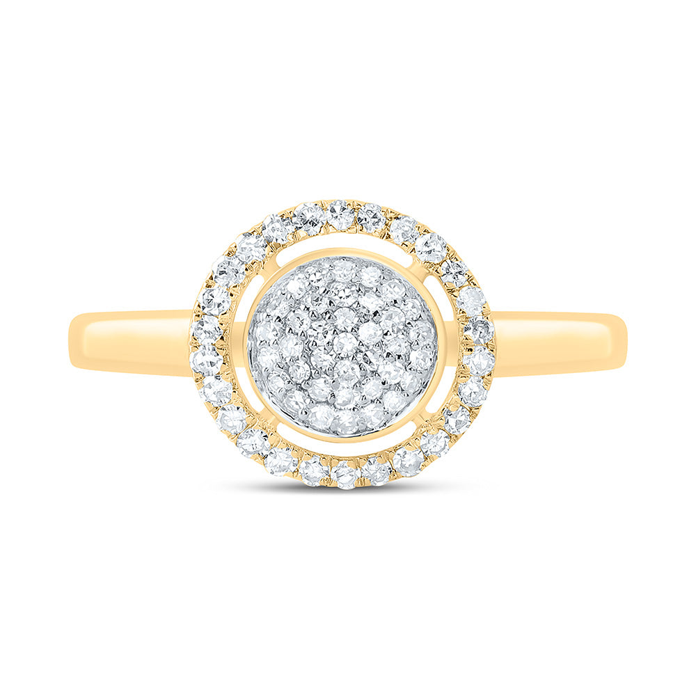 10K Yellow Gold 1/4 Ctw Natural Diamond Fashion Round Ring, Womens Size: 5-9