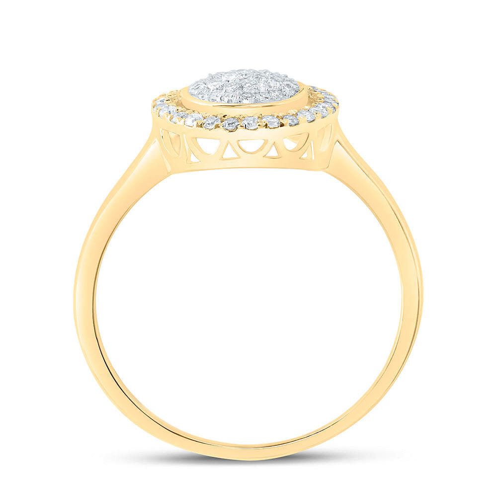 10K Yellow Gold 1/4 Ctw Natural Diamond Fashion Round Ring, Womens Size: 5-9