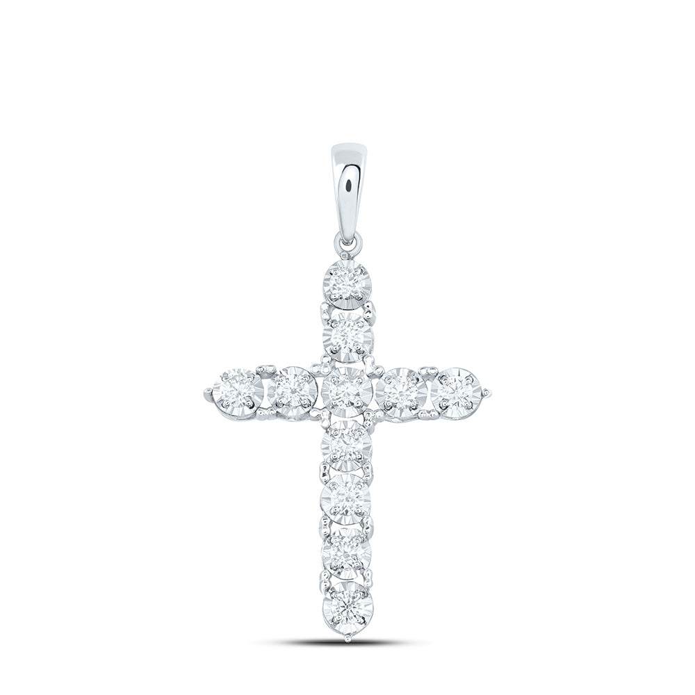 14K Yellow or White Gold 1/3 Ctw Natural Diamond Fashion Cross Pendant