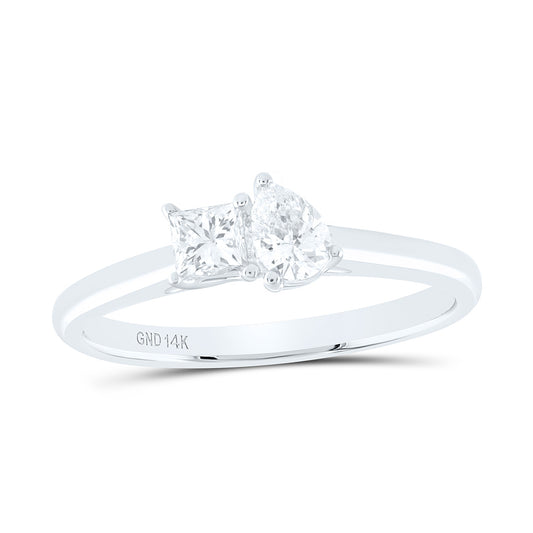14K White Gold 1/4 Ct-Cpr, 1/4 Ct-Cps I1-IJ Fashion Princess Pear Ring, Womens Size: 5-9