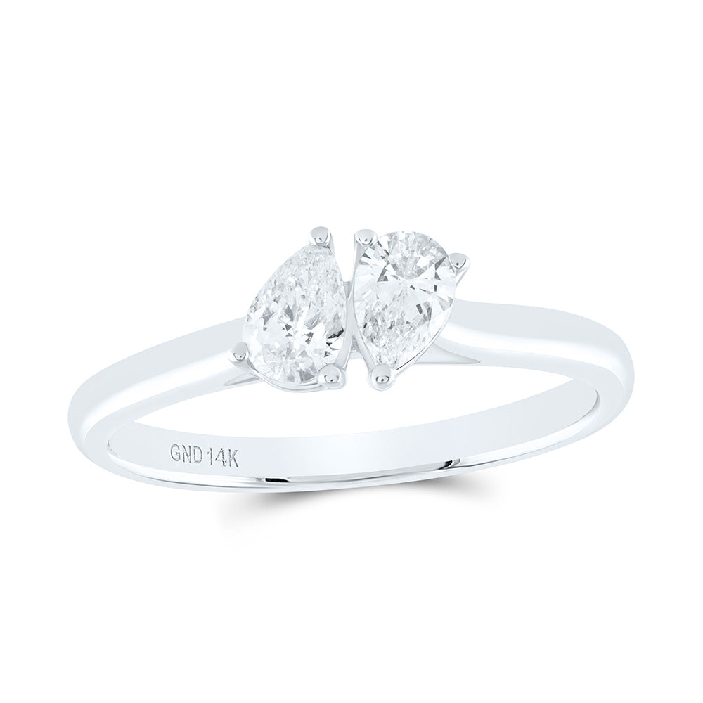 14K Yellow or White Gold 1/2 Ct Natural Diamond I1-IJ Fashion Pear Ring, Womens Size: 5-9