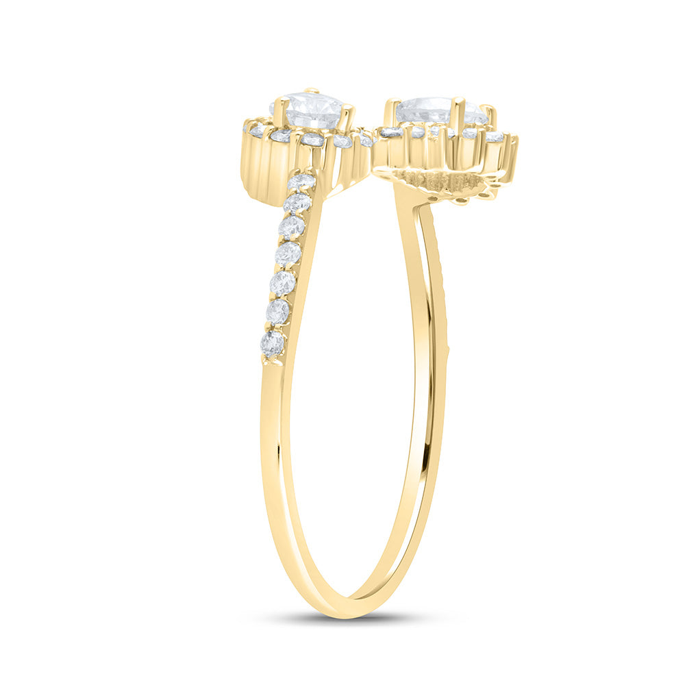 14K Yellow or White Gold 3/4 Ctw Natural Diamond 1/4 Ct-Crd, 1/4 Ct-Cps Fashion Round Pear Ring, Womens Size: 5-9