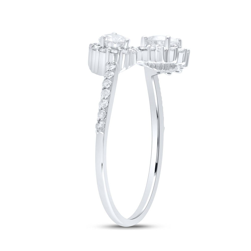 14K Yellow or White Gold 3/4 Ctw Natural Diamond 1/4 Ct-Crd, 1/4 Ct-Cps Fashion Round Pear Ring, Womens Size: 5-9