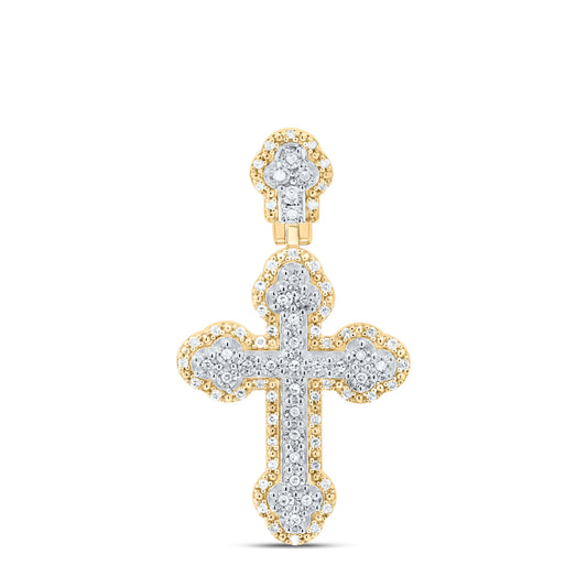 Sterling Silver Yellow-Tone or White-Tone 1/4 Ctw Natural Diamond Cross Pendant