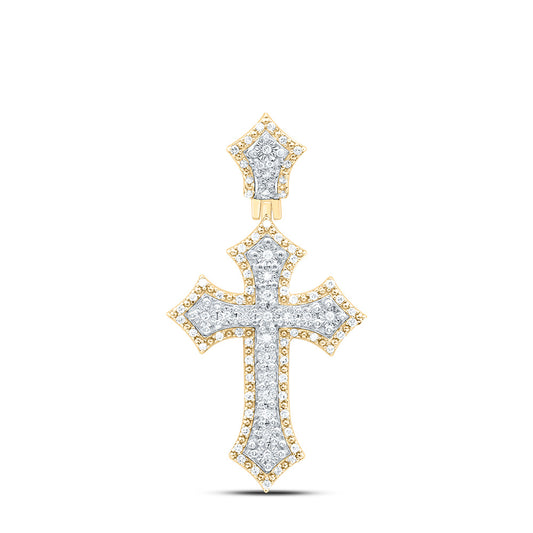 Sterling Silver Yellow-Tone or White-Tone 1/4 Ctw Natural Diamond Cross Pendant