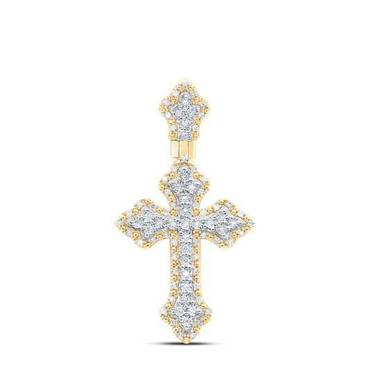 Sterling Silver Yellow-Tone or White-Tone 1/3 Ctw Natural Diamond Cross Pendant