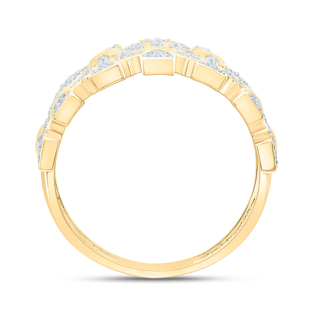 Sterling Silver Yellow-Tone or White-Tone 1/2 Ct Natural Diamond Crome Cross Mens Ring, Mens Size: 8-12