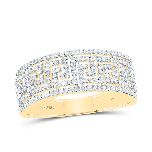 10K Yellow Gold 5/8 Ctw Natural Diamond Mens Ring, Mens Size: 8-12