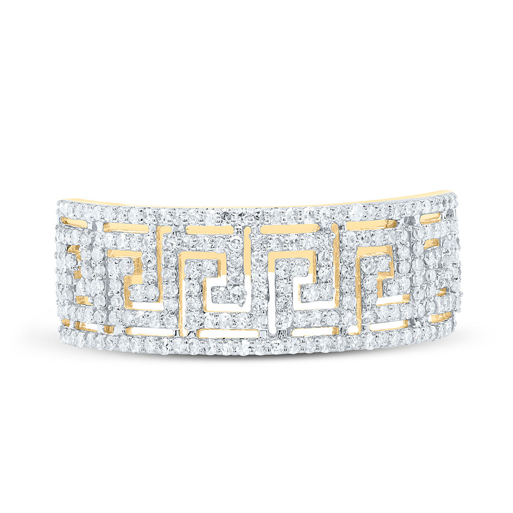 10K Yellow Gold 5/8 Ctw Natural Diamond Mens Ring, Mens Size: 8-12