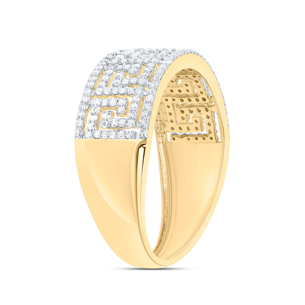 10K Yellow Gold 5/8 Ctw Natural Diamond Mens Ring, Mens Size: 8-12