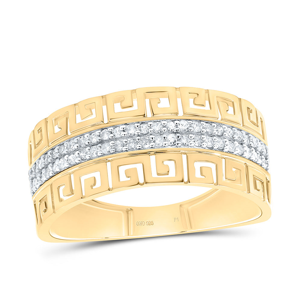 Sterling Silver Yellow-Tone or White-Tone 1/4 Ct Natural Diamond Mens Ring, Mens Size: 8-12