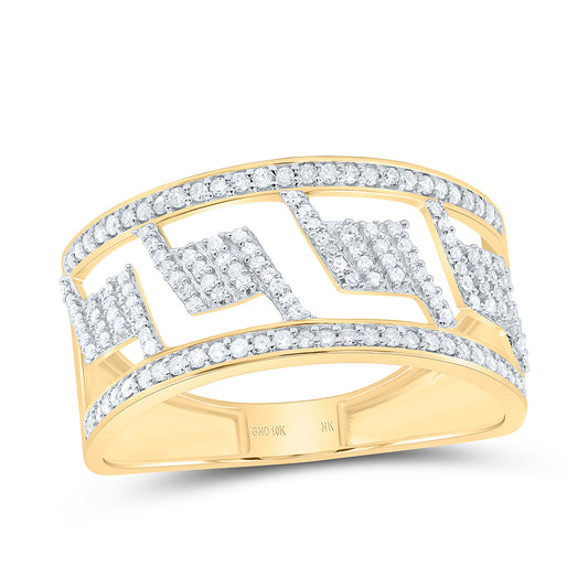 Sterling Silver Yellow-Tone 3/8 Ct Natural Diamond Mens Ring, Mens Size: 8-12