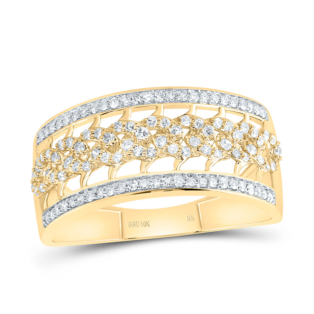 10K Yellow Gold 3/8 Ctw Natural Diamond Mens Ring, Mens Size: 8-12