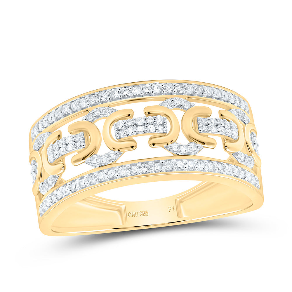 Sterling Silver Yellow-Tone or White-Tone 1/3 Ct Natural Diamond Mens Ring, Mens Size: 8-12