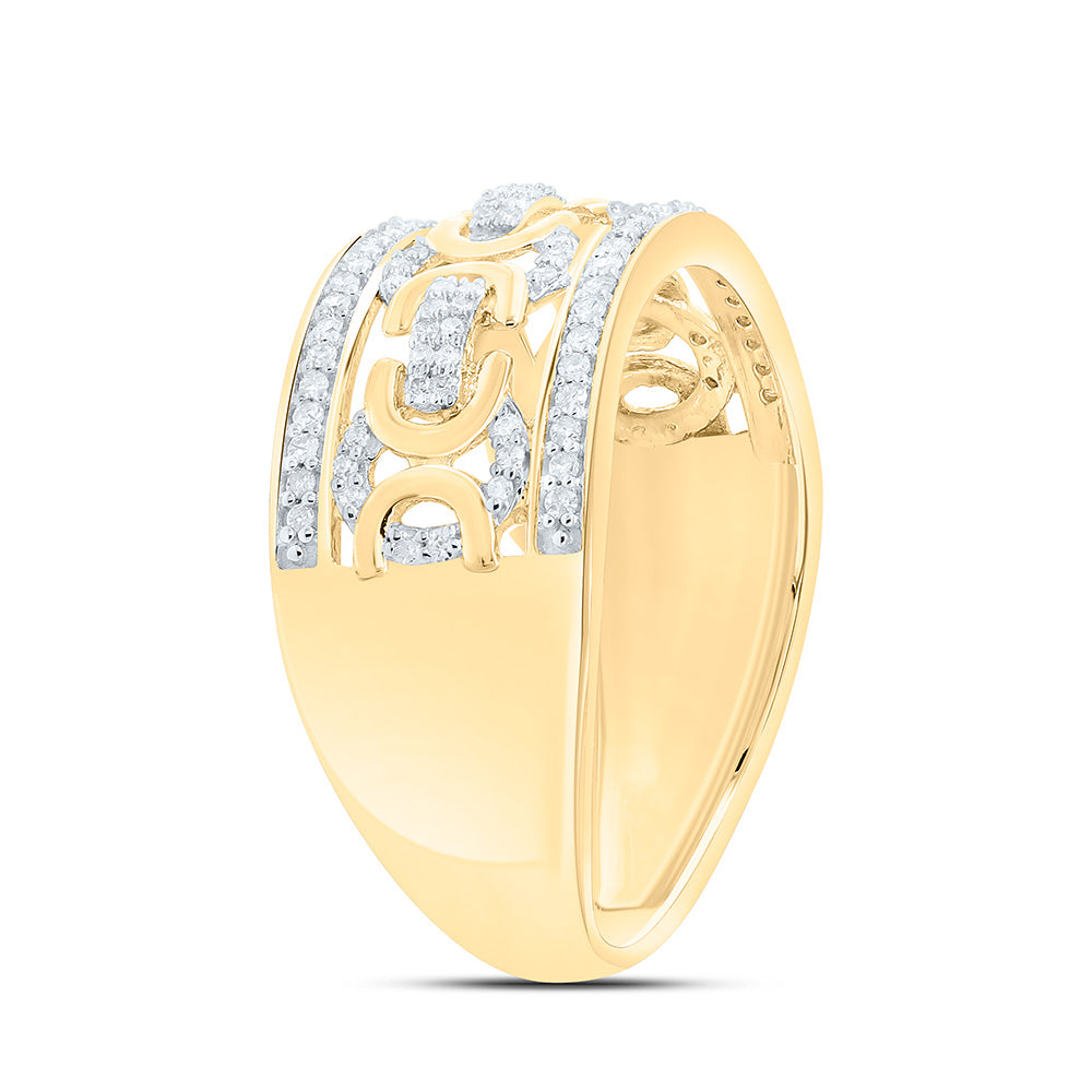 Sterling Silver Yellow-Tone or White-Tone 1/3 Ct Natural Diamond Mens Ring, Mens Size: 8-12