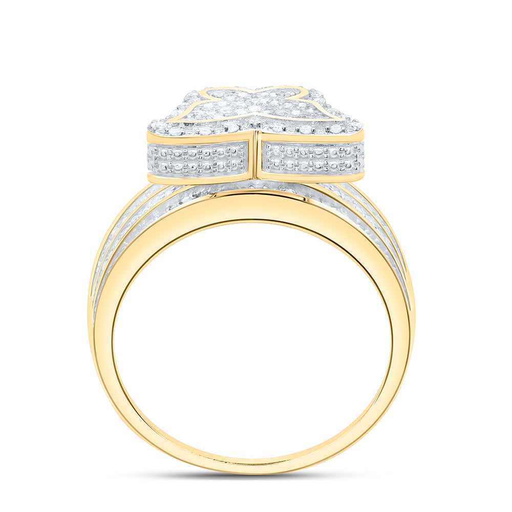 Sterling Silver Yellow-Tone or White-Tone 1/2 Ctw Natural Diamond Butterfly Ring, Womens Size: 5-9