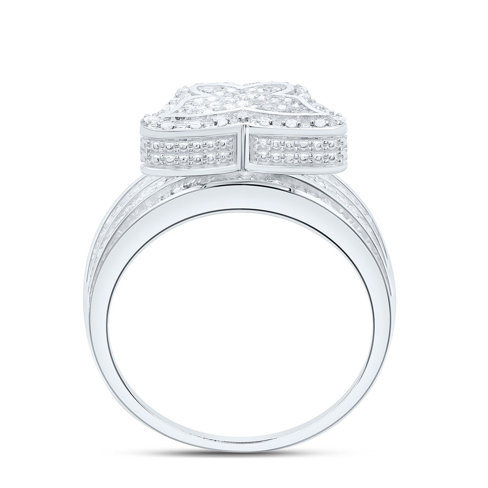 Sterling Silver Yellow-Tone or White-Tone 1/2 Ctw Natural Diamond Butterfly Ring, Womens Size: 5-9