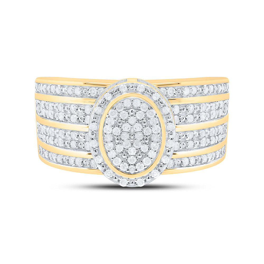 Sterling Silver Yellow-Tone or White-Tone 1/2 Ctw Natural Diamond Oval Ring, Womens Size: 5-9