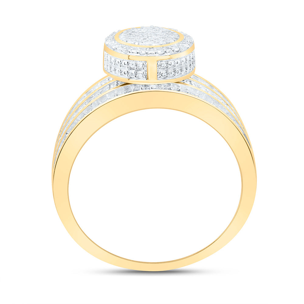 Sterling Silver Yellow-Tone or White-Tone 1/2 Ctw Natural Diamond Oval Ring, Womens Size: 5-9