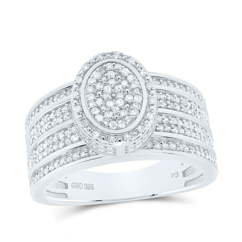 Sterling Silver Yellow-Tone or White-Tone 1/2 Ctw Natural Diamond Oval Ring, Womens Size: 5-9