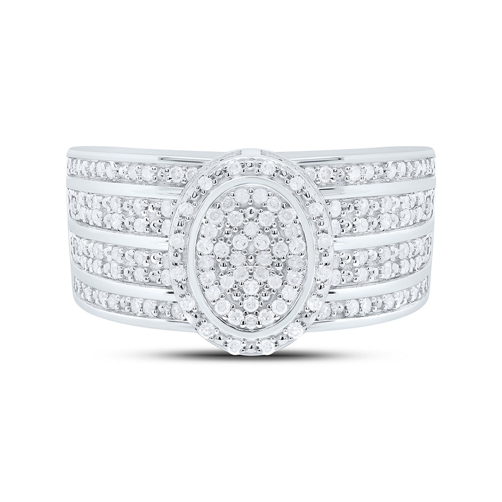 Sterling Silver Yellow-Tone or White-Tone 1/2 Ctw Natural Diamond Oval Ring, Womens Size: 5-9