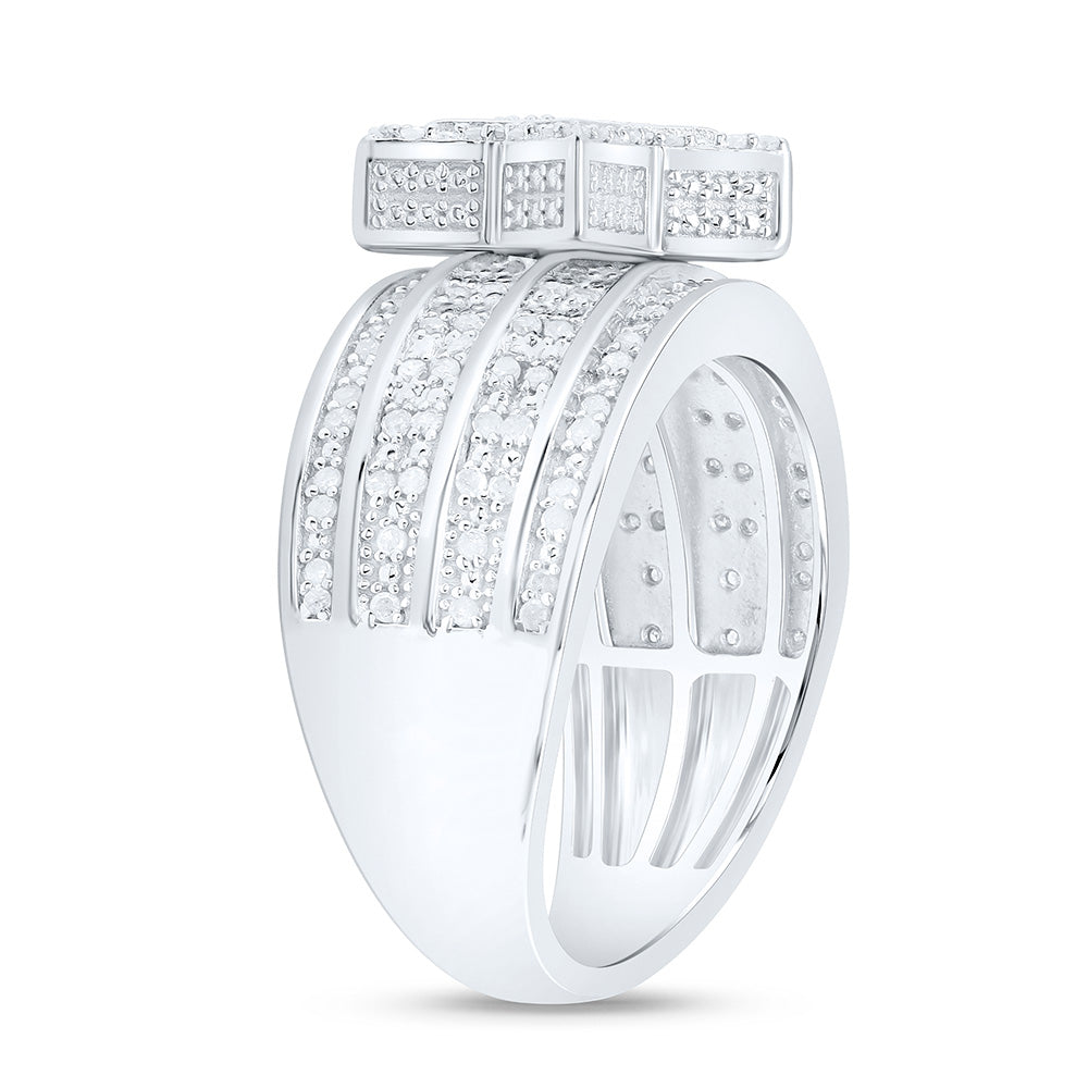Sterling Silver White-Tone 1/2 Ctw Natural Diamond Star Ring, Womens Size: 5-9