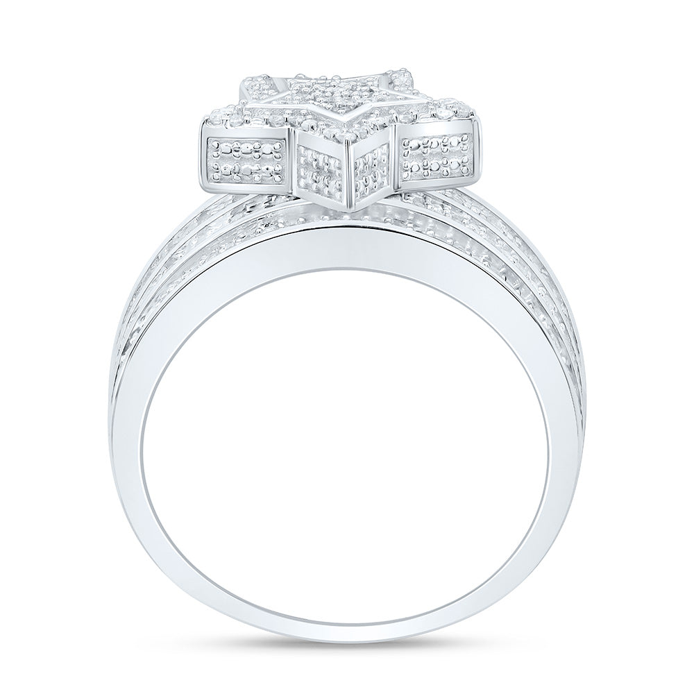 Sterling Silver White-Tone 1/2 Ctw Natural Diamond Star Ring, Womens Size: 5-9