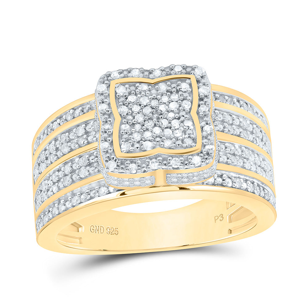 Sterling Silver Yellow-Tone or White-Tone 1/2 Ctw Natural Diamond Ring, Womens Size: 5-9