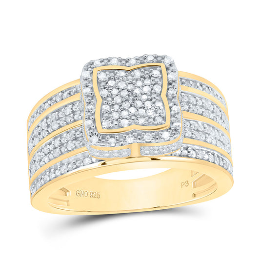 Sterling Silver Yellow-Tone or White-Tone 1/2 Ctw Natural Diamond Ring, Womens Size: 5-9