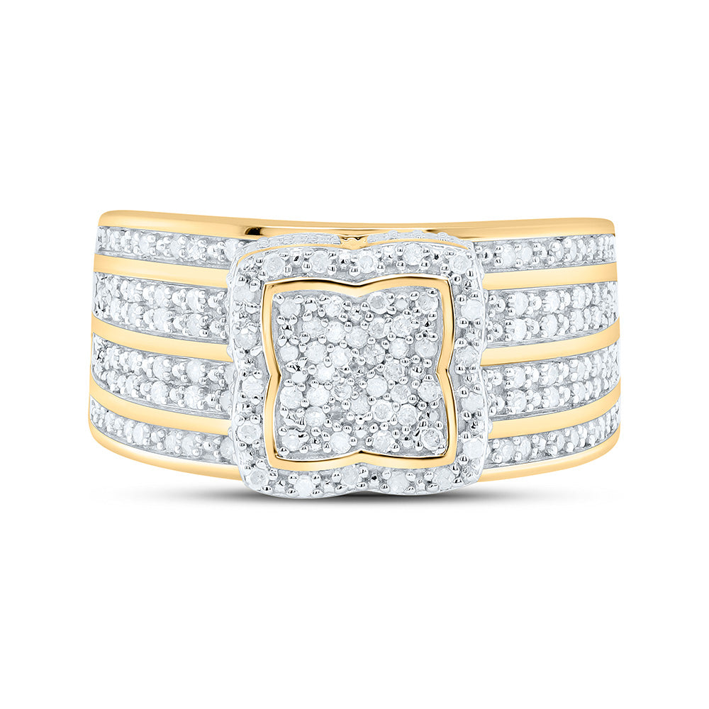 Sterling Silver Yellow-Tone or White-Tone 1/2 Ctw Natural Diamond Ring, Womens Size: 5-9